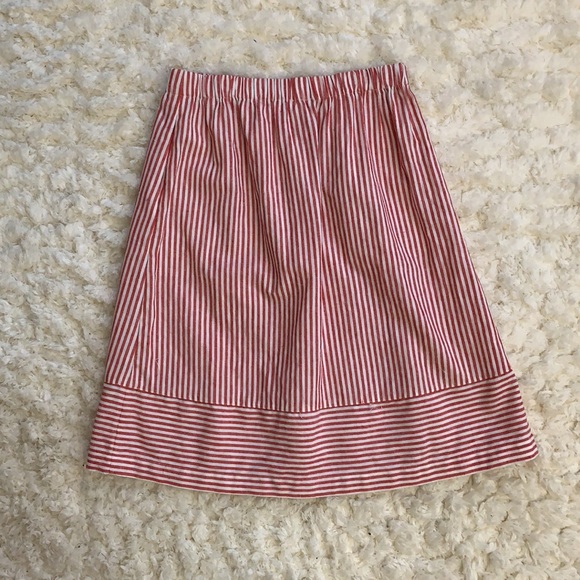 J Crew Factory Red and White Striped Cotton Linen Midi Skirt Size XS - Picture 3 of 5